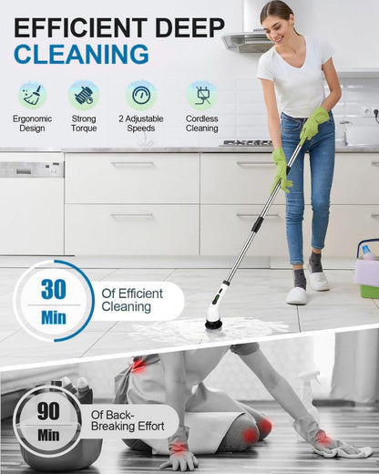 Electric Spin Scrubber | Cleaning Brush Scrubber for Home | 9 in 1 Electric Scrubber Brush