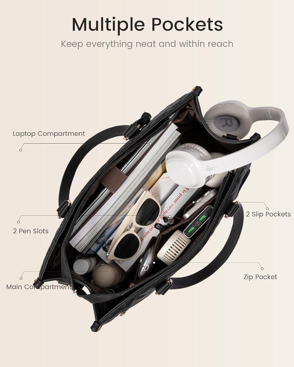 Luxury 3-in-1 Quilted Tote for Professionals