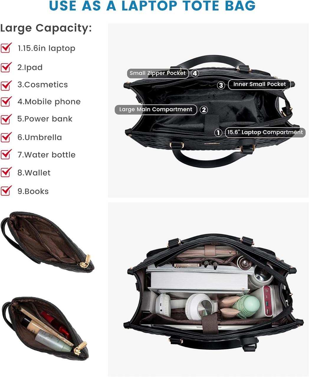 Luxury 3-in-1 Quilted Tote for Professionals